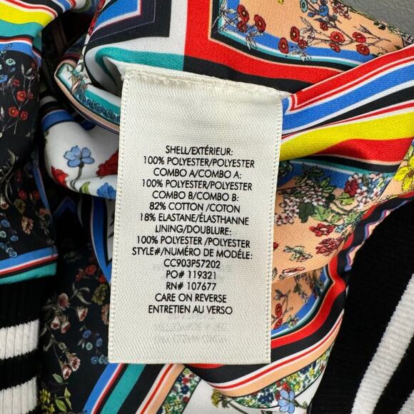 Alice + Olivia Lonnie Reversible Bomber Jacket in Tile Freesia Print Medium - Picture 9 of 10